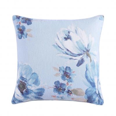 Platinum Lara Blue Linen Look Printed European Pillowcase 65x65cm | Blue